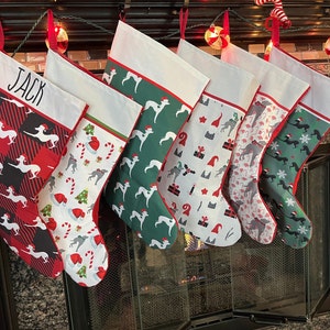 Italian Greyhound Christmas Stocking. Customize Choose your Pattern and Name. Dog Stocking, Greyhound Stocking. Custom Iggy Stocking.
