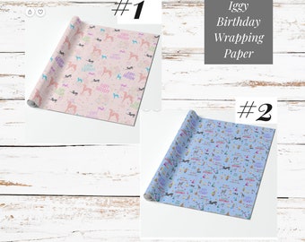 Italian Greyhound Birthday Wrapping Paper. Italian Greyhound Git Wrap. Dog Birthday Wrapping Paper, Greyhound Birthday Party Gift Wrap