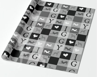 Italian Greyhound Dog Wrapping Paper. Block Iggy Gift Wrap Paper