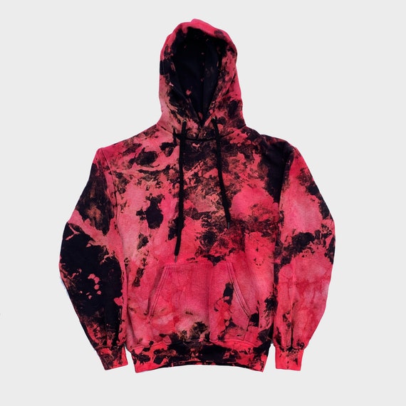 red and black tie dye sweatshirt