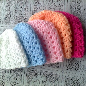 PDF crochet hat ,beanie baby hats pattern for prem baby , 0-3months and 3-6months baby-3 sizes image 3