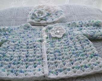 Patrón de crochet, PDF, chaqueta matinal para bebé, patrón de gorro a crochet, crochet para bebé de 0 a 3 meses