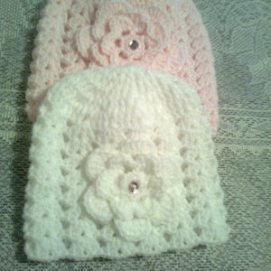 PDF crochet hat ,beanie baby hats pattern for prem baby , 0-3months and 3-6months baby-3 sizes image 2