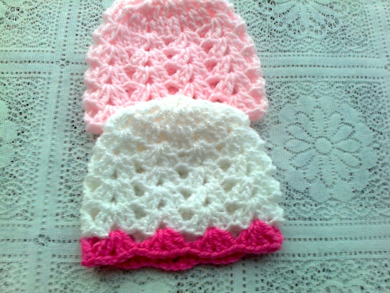 PDF crochet hat ,beanie baby hats pattern for prem baby , 0-3months and 3-6months baby-3 sizes image 1