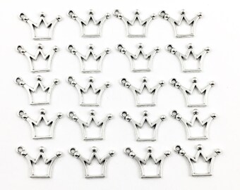 20 crown charms silver tone ,14mm x 20mm #Ch 645