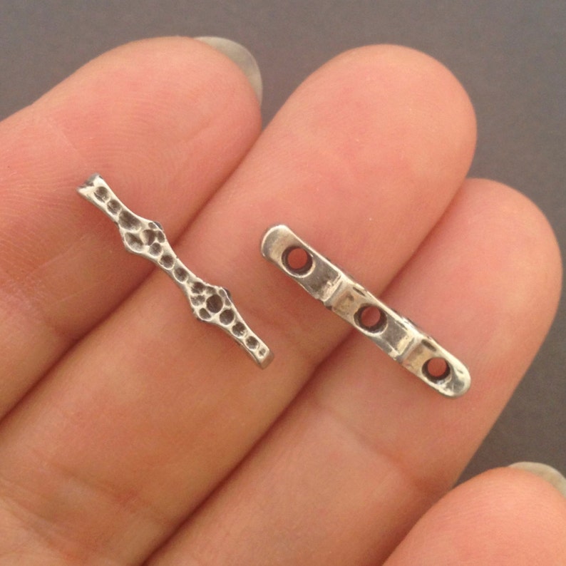 3.5mm x 21mm  #CON089 4 connectors multi holes antique silver metal