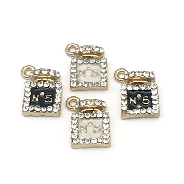 perfume bottle  tiny charms gold enamel 13mm   #CH 685