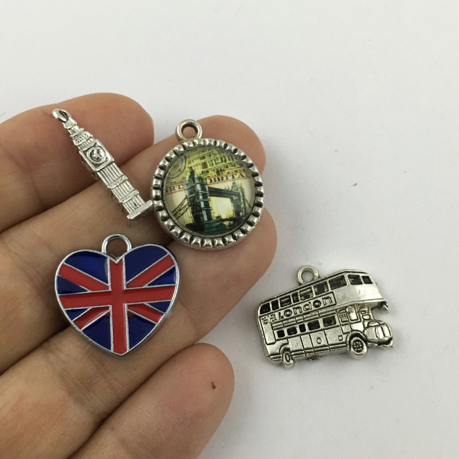 4 London charms collection antique silver20mm to 27mm CH Etsy