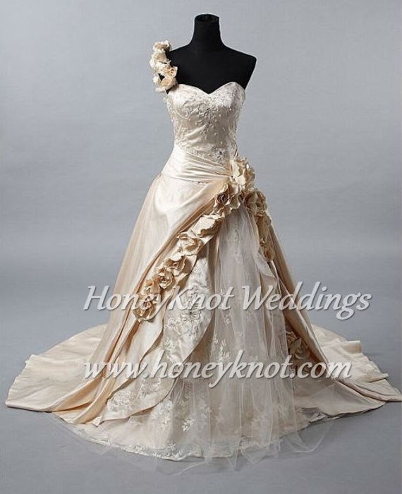 Items similar to Champagne Rose Wedding Gown on Etsy