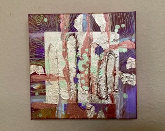 Puzzle de la Vida 12. Pintura Original Óleo sobre Lienzo, pan de oro