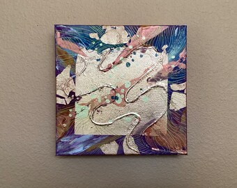 Puzzle de la Vida 7. Pintura Original Óleo sobre Lienzo, pan de oro