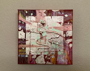 Puzzle de la Vida 10 Pintura Original Óleo sobre Lienzo, pan de oro