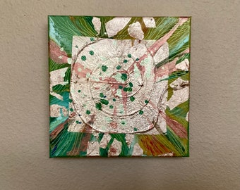 Puzzle de la Vida 9. Pintura Original Óleo sobre Lienzo, pan de oro