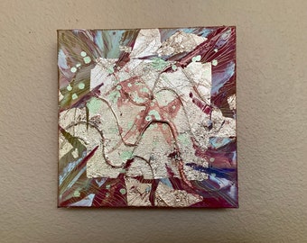 Puzzle de la Vida 8. Pintura Original Óleo sobre Lienzo, pan de oro