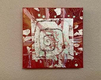 Puzzle de la Vida 5. Pintura Original Óleo sobre Lienzo, pan de oro