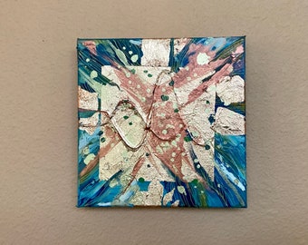 Puzzle de la Vida 4. Pintura Original Óleo sobre Lienzo, pan de oro