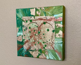 Puzzle de la Vida 6. Pintura Original Óleo sobre Lienzo, pan de oro