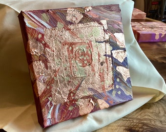 Puzzle de la Vida 2. Pintura Original Óleo sobre Lienzo, pan de oro