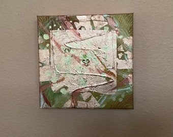 Puzzle of Life 11 Pintura Original Óleo sobre Lienzo, pan de oro