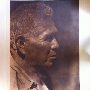 Large Edward Curtis Photogravure Unframed and Titled &quot;A Southern Miwok&quot;
