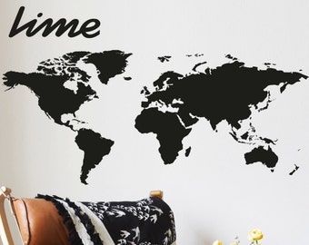 World Map Wall Decal -  Map Decal - Geography Wall - Medium A0037