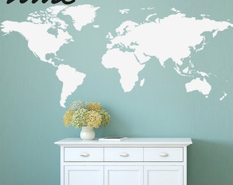 World Map Wall Decal -  Map Decal - Geography Wall - Large A0037