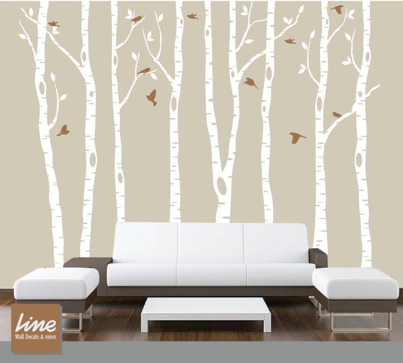 Wall Birch Tree Decal Forest, Birch Trees, Birch Trees Vinyl, Birch Tree Wall Decal, Kids Vinyl Sticker Removable 84 tall 7 feet image 2