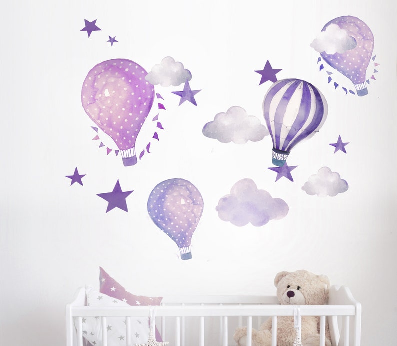 Hot Air Balloon Watercolor Wall Decal Kit Peel and Stick Etsy