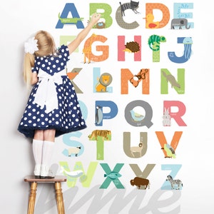 Animals Alphabet Decals -  Letters stickers for kids, babies, nursery room just peel and stick ! R0012