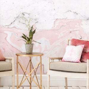 Pink marble stone texture Wallpaper -   Removable, Repositionable, Reusable Wallpaper. EASY PEEL & STICK !! R0021