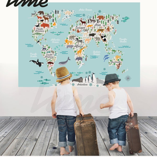World Map Wall Decal Etsy
