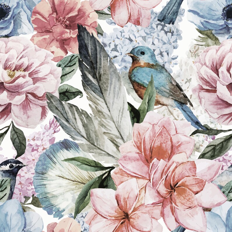 Floral Wall Mural Flower Self Adhesive Fabric Wallpaper Etsy