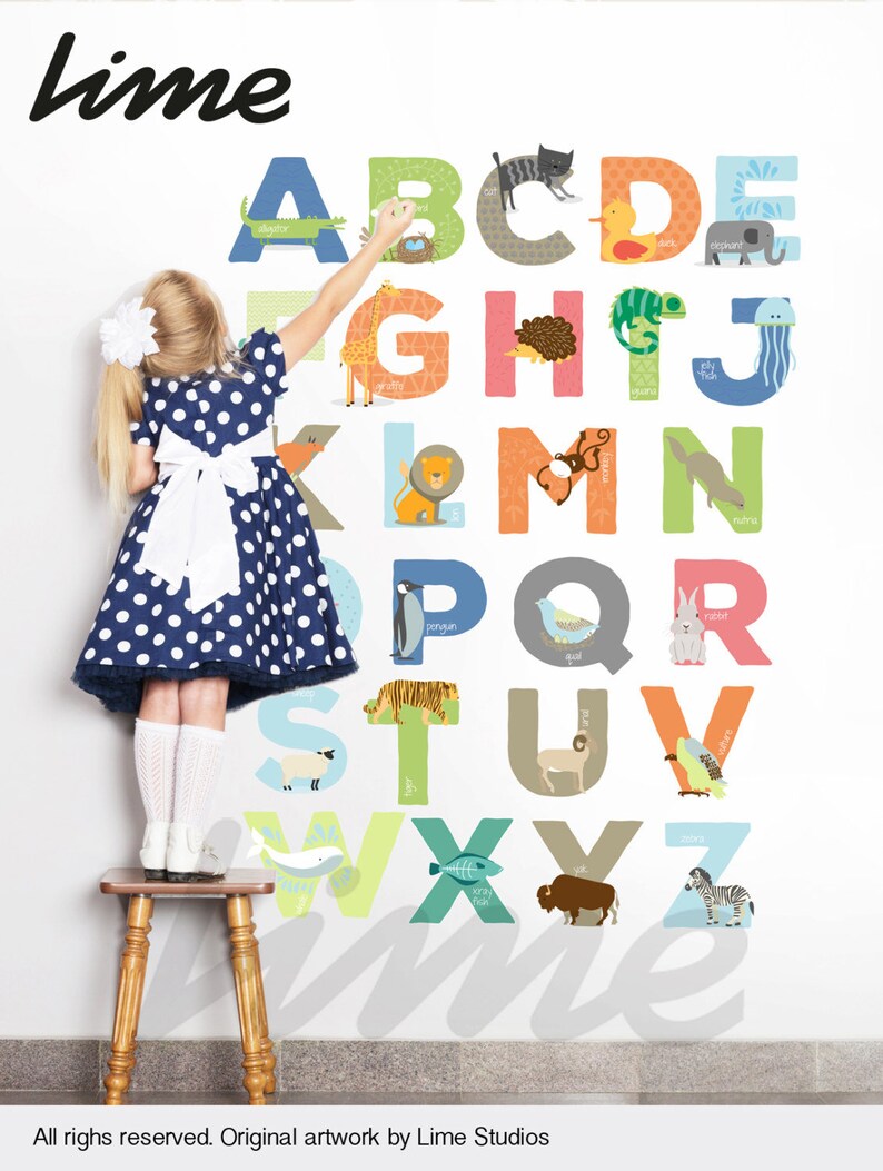 Animals Alphabet Wall Decals Peel and Stick Animals and Etsy