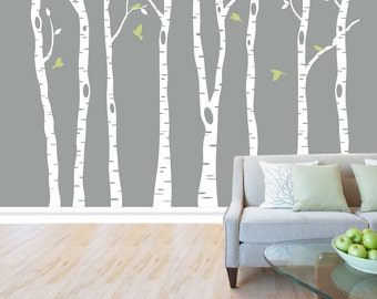 Wall Birch Tree Decal Forest,  Birch Trees, Birch Trees Vinyl, Birch Tree Wall Decal, Kids Vinyl Sticker Removable - 84"  tall (7 feet)