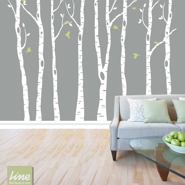 Wall Birch Tree Decal Forest,  Birch Trees, Birch Trees Vinyl, Birch Tree Wall Decal, Kids Vinyl Sticker Removable - 84"  tall (7 feet)