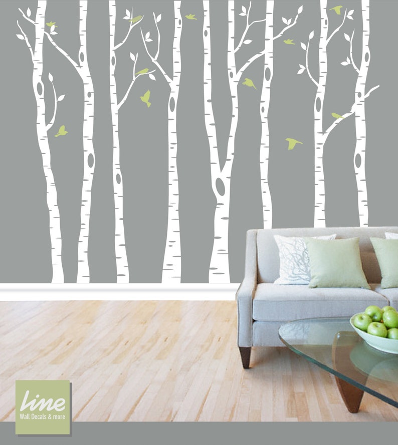 Wall Birch Tree Decal Forest, Birch Trees, Birch Trees Vinyl, Birch Tree Wall Decal, Kids Vinyl Sticker Removable 84 tall 7 feet image 1