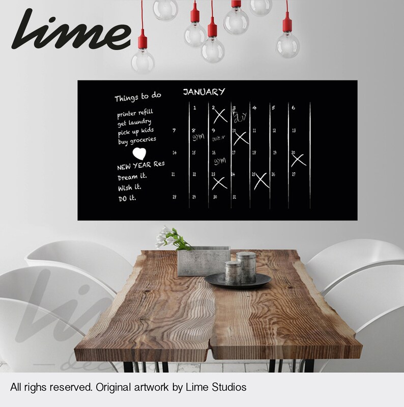 Chalkboard Wall Decal Calendar Sheet Large