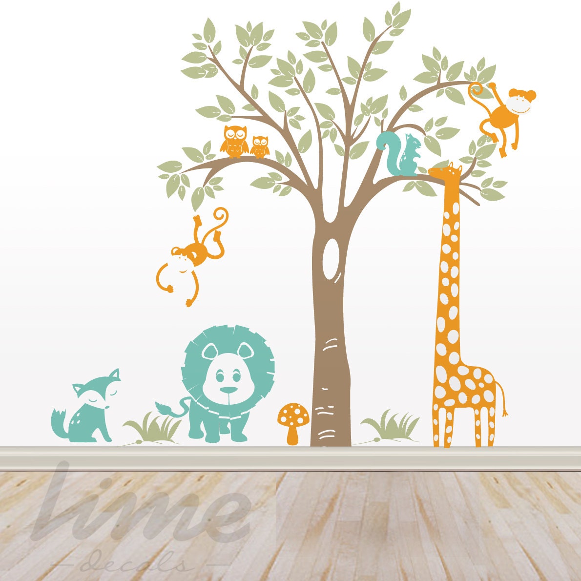 Jungle Wall Decal Jungle decals Nursery Zoo Decal A0035 Etsy