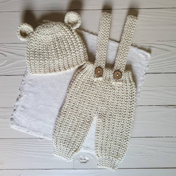 Crochet Newborn Bear Outfit Unisex, Baby Shower Gift, Newborn Girl Romper, Crochet Baby Boy Suspenders, Newborn Boy Photo Outfit