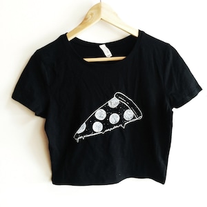 Pizza Shirt, Food Shirt, Crop Top, Pizza Crop Top, Screen Printed Crop Top image 1