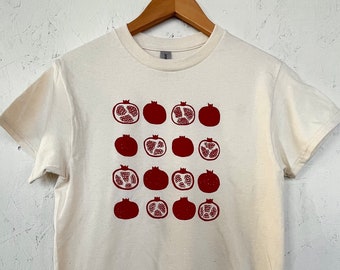 Pomegranate T-Shirt, Fruit Shirt, Gardening Gift, Screen Printed T Shirt, Clothing Gift, Foodie Gift