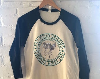 Graphic Tee, Raglan Shirt, Gardening Gift, Screen Printed T Shirt, Clothing Gift, Foodie Gift