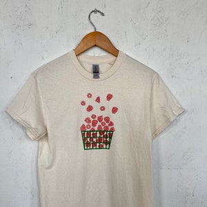 Raspberry Shirt, Screen Print T-Shirt, Graphic Tee, Foodie Clothing Gift