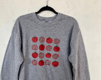 Garden Sweatshirt, Tomato Sweatshirt, Screenprinted Sweatshirt, Gardening Gift, Foodie Gift