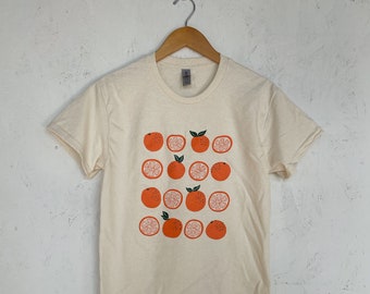 Oranges Screen Printed T-Shirt, Garden Shirt, Graphic Tee