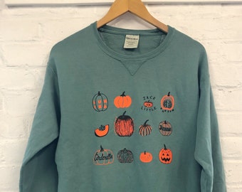 Pumpkin Sweatshirt, Halloween Sweatshirt, Screenprinted Sweatshirt