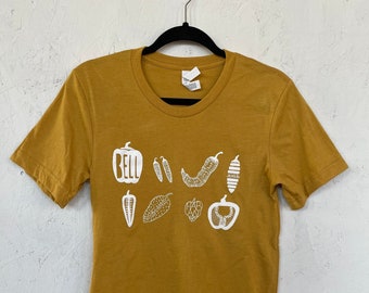 Pepper T-Shirt, Vegetable Shirt, Screen Print Shirt, Garden Shirt, Soft Style Tee