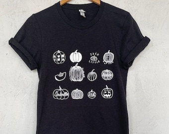 Pumpkin T-Shirt, Halloween Shirt, Screen Print Shirt, Foodie Gift, Clothing Gift, Soft Style Tee