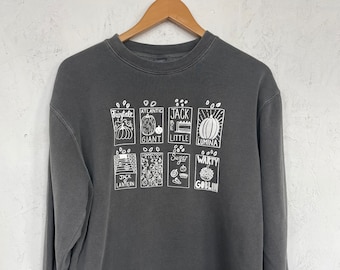 Moletom com estampa de pacote de sementes de abóbora - Serigrafia de Halloween desenhada à mão
