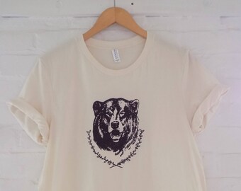 Bear T-Shirt, Camping Tee, Screen Print Shirt, Soft Style Tee